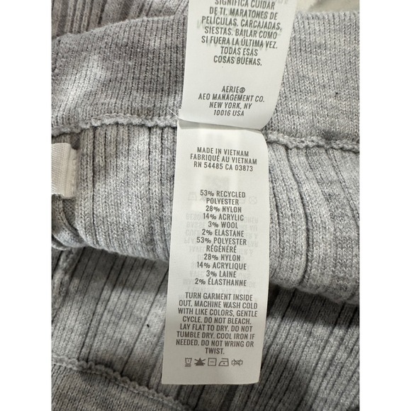 Aerie Ribbed Wide Leg Lounge Pants Gray M - Picture 3 of 5